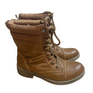 Unleashed Calf High Lace Up Boots Sz 8.5 Women’s Combat Military Tan Brown